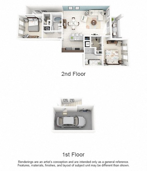 a floor plan of a house with a first floor and a second floor at Altis Kendall Square, Florida